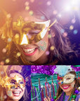 MEICOLY Mardi Gras Face Glitter,Mardi Gras Outfit for Women Kids,Mardi Gras Accessories for Carnival,Gold Green Purple Mixed Chunky Glitter,Rave Festival St Patricks Day Glitter for Face/Body/Hair