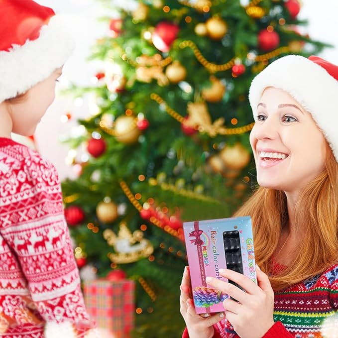 MSDADA New Hair Chalk Comb Temporary Hair Color Dye for Girls Kids with Light Color Hair, Washable Hair Chalk for Girls Age 4 5 6 7 8 9 10 Birthday Cosplay DIY, Christmas,New Year (Black)