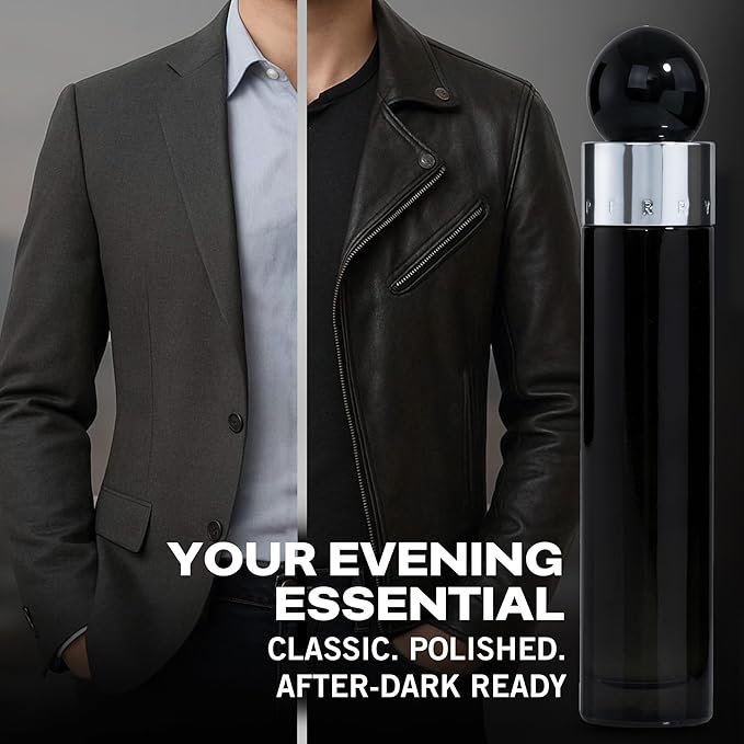 Perry Ellis 360° Black Eau De Toilette Spray for Men - Mens Cologne, Long Lasting Perfume, EDT, Fragrance with Notes of Ginger, Cardamom & Tobacco Leaf - 3.4 fl oz (100 mL)