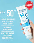 BLUE LIZARD Mineral Sunscreen, SPF 50+, Tube, Zinc Oxide | Water Resistant | Fragrance Free | For Sensitive Skin | 5 Fl Oz Pack of 2