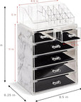 Sorbus Acrylic Makeup Organizer Set, 6-Drawer Vanity & Countertop Cosmetic Storage with Small & Wide Compartments, Marble Print Makeup Storage for Brushes, Jewelry – Holiday Gift for Women & Teens