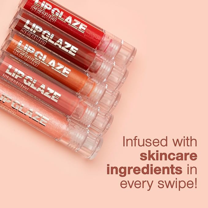 Palladio Lip Glaze Serum, Hydrating Lip Gloss with Peptides & Hyaluronic Acid for Plump, Smooth, and Nourished Lips – Vegan, High-Shine, Non-Sticky Finish (Berry Spritz)