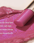 Oulac Moisture Mauve Pink Lip Gloss - 2 in 1 Shimmer Lipstick & Lip Balm, Long Lasting Hydrating, Juicy & Glossy finish, Smooth for Dry, Cracked and Chapped Lips, Vegan 2.2g/0.07oz (S04)