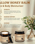 Whipped Tallow Cream for Face & Body - 100% Grass-Fed Beef Tallow, Natural Honey & Beeswax Moisturizer, Deep Hydration & Nourishment, Oil-Free & Unscented, Fast Absorbing