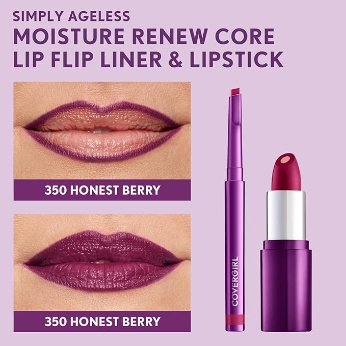 COVERGIRL Simply Ageless Lip Flip Liner, Honest Berry, Pack of 1