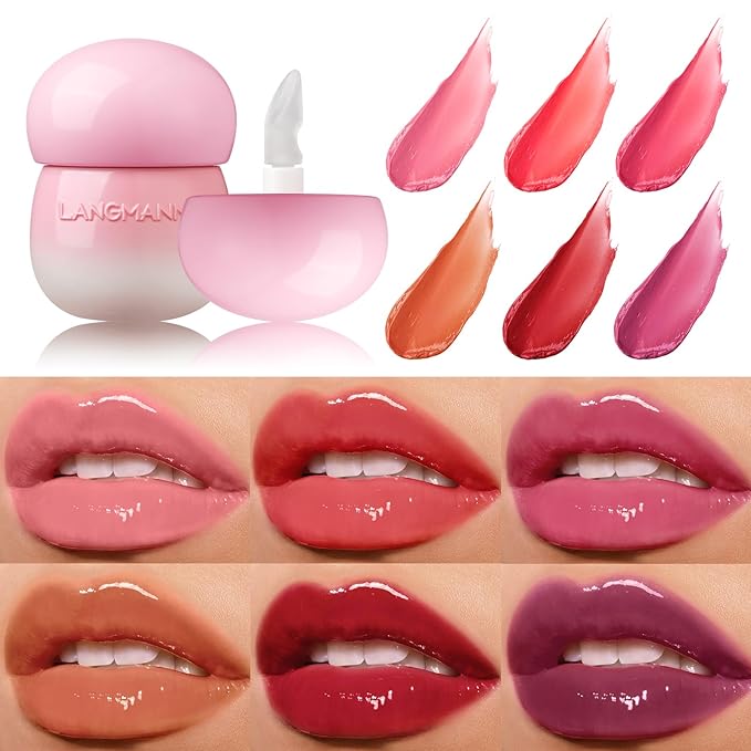 LANGMANNI Pudding Glow Lip Balm | Velvet-Smooth Lip Gloss for Nourished, Glowing Lips | Hydrating, Non-Sticky Glossy Tinted Lip Balm Makeup 0.28 Oz (#3, 1)