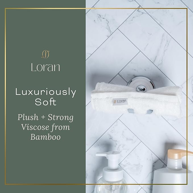 White Extra Large Washcloths Set of 6 Soft Body Cloths 13” x 13” 70% Viscose Derived from Bamboo, 30% Cotton Spa-Like Feel Silky for Skin Cleansing