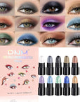 evpct 12Pcs Capsule Cream Eye Shadow Brightener Sticks Set for Eyes, Pearl White Smokey Black Gray Khaki Royal Blue Violet Purple Silver Shimmer Matte Pencil Eye shadow Applicator Stick Palette Makeup