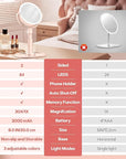 B Beauty Planet Makeup Mirror with Lights, Lighted Magnifying Mirror 30X with 3 Lighting and Adjustable Brightness, 2-Sided Height Adjustable Vanity Mirror for Bathroom, Gifts for Women Pink