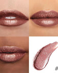 evpct Brown Bronze Metallic Glitter Lip Liner and Lipstick Combo Lip Gloss Stain Set Makeup for Women Long Lasting Waterproof 24, Hot Chocolate Metallic Shimmer Frosted Iridescent Liquid Lipstick 08