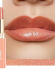 Oulac Moisture Peach Nude Lipstick - 2 in 1 Shimmer Lipstick & Lip Balm, Shimmer Soild Lip Gloss, Lightweight Smooth, Natural Look Best for Dry, Cracked and Chapped Lips, Vegan 2.2g/0.07oz (S05)
