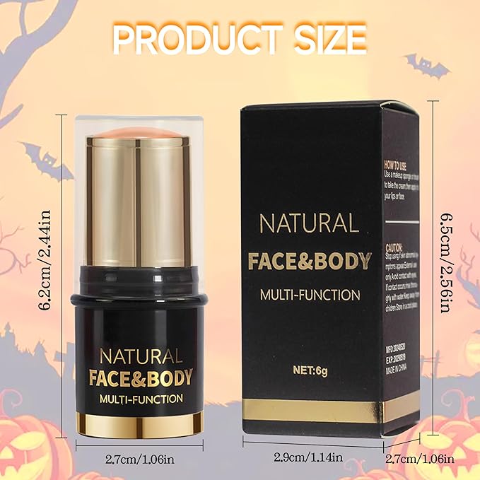 UV Neon Orange Face Body Paint Stick, Colored Professional Full-Coverage Oil-Based Eye Black Stick for Halloween Cosplay Christmas, Face Painting Foundation Makeup Glow in the Dark Party Supplies-03