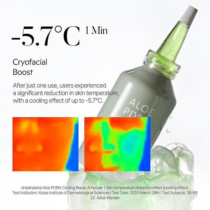 shaishaishai ALOE PDRN Cooling Repair Ampoule, 10% Vegan Collagen, 10 Types Hyaluronic Acid, Cooling Hydration & Soothing, Glow Serum, Korean Skincare, 1.69 Fl Oz