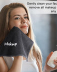 Chumia 72 Pcs Makeup Remover Cloths 13 x 13 Inch Makeup Towel Face Washcloths with Embroidery Black Reusable Washcloths Soft Cleansing Face Towel for Women