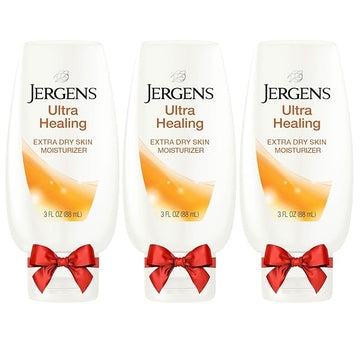 Jergens Ultra Healing Dry Skin Lotion, Hand and Body Moisturizer for Quick Absorption into Extra Dry Skin with Hydralucence Blend, Vitamins C, E and B5, White, 3 oz, Pack of 3