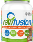 Rawfusion- Vegan Protein Powder, Natural Chocolate - 30 Servings, 21g of Plant Based Protein, Low Net Carbs, Non-Dairy, Gluten/Lactose Free, Soy Free, Kosher, Non-GMO, 2lbs Pound