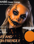 UCANBE Orange Face Body Paint Makeup Foundation, Professional Blendable Cream Greasepaint, Face Painting Kit for Adults Children Halloween Party, SFX Scary Pumpkin Face Makeup, Costume & Cosplay