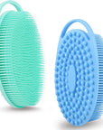 2 Pack Silicone Body Scrubber for Shower, Soft & Gentle Loofah Alternative for Sensitive Skin, Quick-Drying & Hygienic Body Wash Scrubber Brush for Women, Men & Kids (Blue & Green)