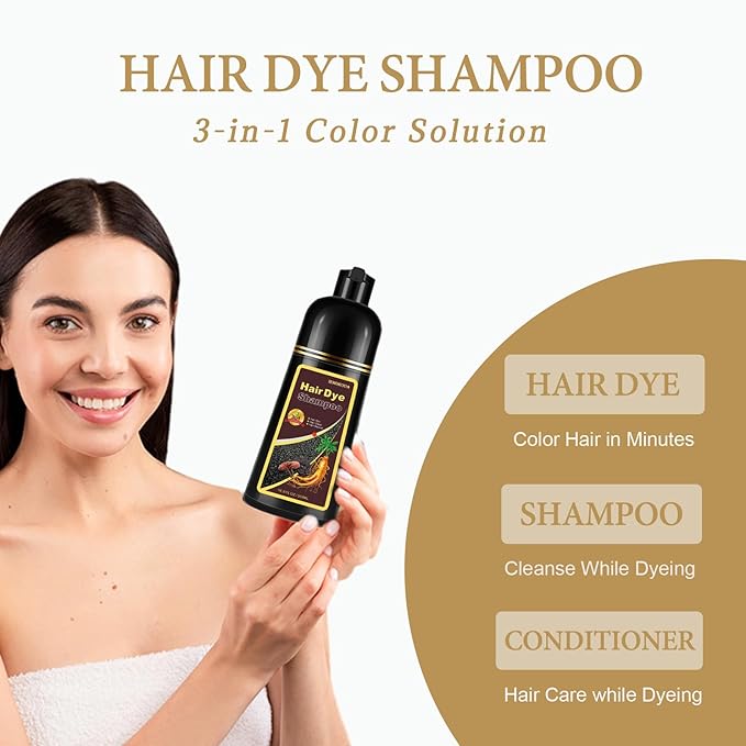 Blonde Brown Hair Dye Shampoo, Hair Color Shampoo for Women Men, Long Lasting Brown Hair Dye, Shampoo Para Pintar el Cabello, Easy to Use, Colors Hair in Minutes, 16.90 Fl Oz
