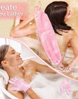 Anezus Exfoliating Shower Bath Gloves Back Scrubber Set for Body, Face, Shower, Bath, Scrub and Exfoliator (Pink)