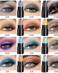 evpct 12Pcs Capsule Cream Eye Shadow Brightener Sticks Set for Eyes, Pearl White Smokey Black Gray Khaki Royal Blue Violet Purple Silver Shimmer Matte Pencil Eye shadow Applicator Stick Palette Makeup