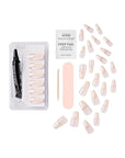 KISS Salon X-tend, Press-On Nails, Nail glue included, 'Trustfall', Beige, Long Size, Coffin Shape, Includes 30 Nails, 5Ml Led Soft Gel Adhesive, 1 Manicure Stick, 1 New Mini File, New Prep Pad