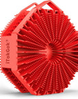 iTokGoK® Premium Silver-Infused 2-in-1 Silicone Body Scrubber, Double-Sided Design Body Brush Silicone Body Scrubber Exfoliating Body Brushes for All Skin for Showering, Lathers Well- Red