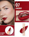 Oulac Red Retractable Lipliner Pencil 2in1 Waterproof Makeup Stick for Lip Liners and Eye Liners, Smooth and Creamy, Long Lasting Matte Finish, Vegan Beauty, 07 Cherry