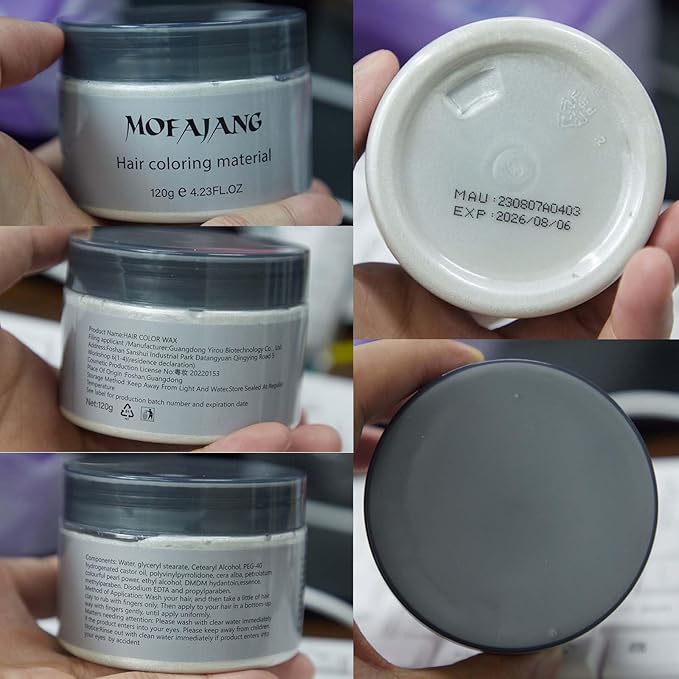 Hair Wax Color White, Temporary Hair Color Dye Washable Hair Styling Mud, Style Clay for Girls Boys Teens Women, Instant Hair Coloring Gel Cream for DIY Cosplay Halloween Children's Day (1, White)