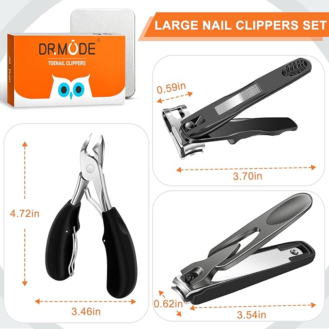 Toenail Clippers for Seniors Thick Toenails, DRMODE Heavy Duty Toe Nail Clippers for Men Thick Ingrown Nails with Wide Opening, Large 360 Degree Rotary Anti-Splash Finger Nail Clippers Adult w Catcher