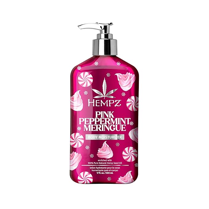 Hempz NEW Pink Peppermint Meringue Body Moisturizer, Body Lotion, Fall and Winter Skin Care for Men & Women, Limited Edition, 17 fl.oz.