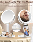 MIYADIVA Makeup Mirror with Lights, 30X Magnifying Mirror with 2-Sided Switch, Vanity Mirror with 3 Colors and Adjustable Brightness, 80 LEDs, Ideal Gift for Daily Makeup and Skincare, 8.8 Inches