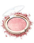 Baked Blush, Lighting Glow Marbleized Blush Powder Palette, Cruelty-Free Powder Blusher, Eyeshadow & Highlight for a Lightweight Shimmery Satin Face Makeup, Gift for Women (0.49Ounce)-01#Peachy