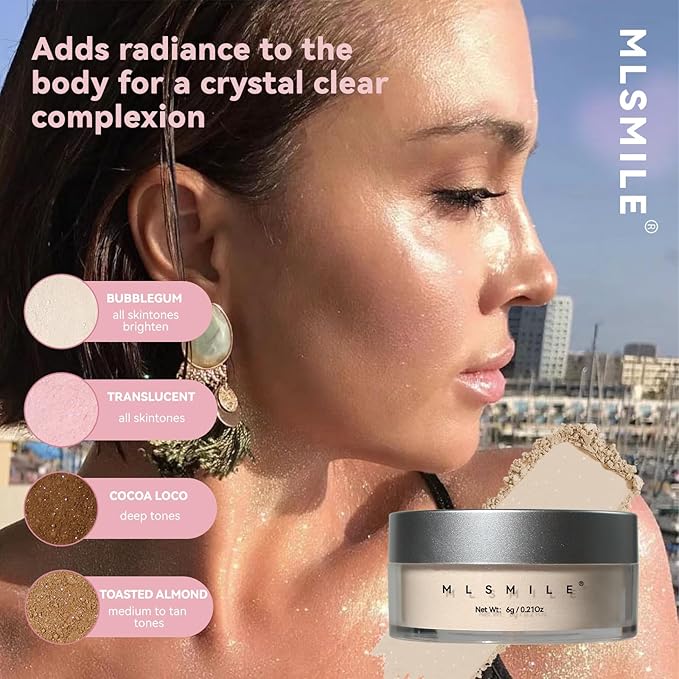 AKARY Dark Complexion Translucent Setting Powder, Shimmer Finishing