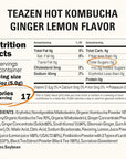TEAZEN Lemon Ginger Hot Kombucha Tea, Spice Tea, Live Probiotics & Postbiotics, Relaxation and Warmth for Colds and Sore Throat, Hydration Drink Mix, Sugar Free, 10 Sticks, 1.76oz