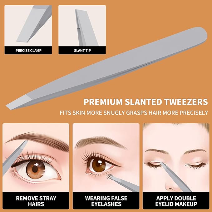 Nail Clippers Set Professional Stainless Steel Manicure Kit with Catcher, Curved & Oblique Clippers, Tweezers, and Nail File in Luxury Leather Case