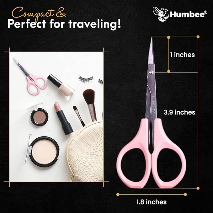 Hair Trimming Scissors Set, Grooming Scissors for Facial Hair, Nose Hair, Mustache, and Beard Grooming, Stainless Steel Eyebrow Scissors