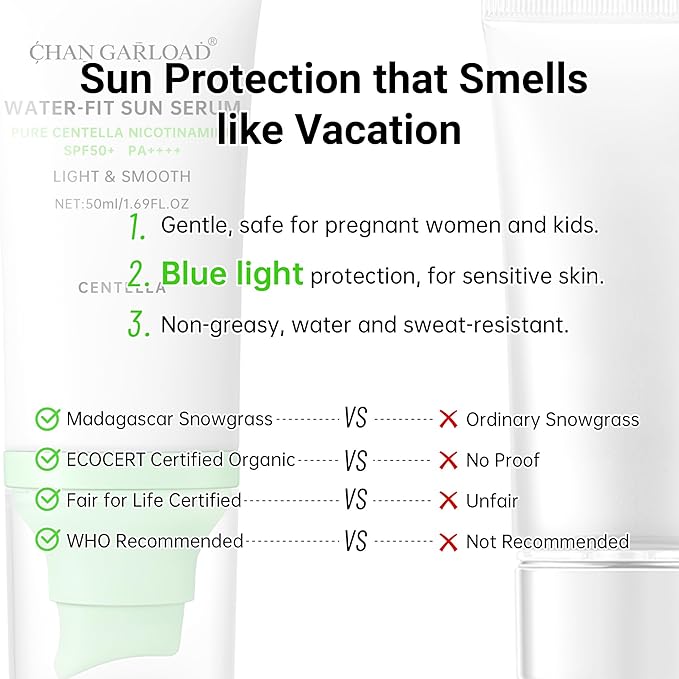 Tinted Sunscreen for Face & Body – Madagascar Centella SPF 50+, Mineral with Tinted Moisturizer, Hyaluronic Acid & Niacinamide, Lightweight Korean Skin Care Sunblock, 50ml