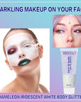 MEICOLY Chameleon Iridescent White Body Glitter,Halloween Face Glitter Paint Ice Themed Aerial Performance,Color Changing Mermaid Face Glitter,Opal Glitter for Body Hair,Festival Party Cheer Makeup