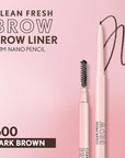 Covergirl Clean Fresh Brow Nano, 600 Dark Brown, Eyebrow Pencil, Ultra-Precise Tip, Waterproof, Transfer-Resistant, Built-In Spoolie, Vegan Formula, 0.001oz