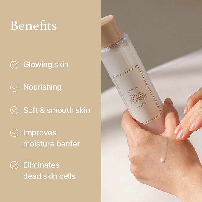 I'm from Rice Toner, Milky Toner for Glowing Skin, Korean Rice, Glow Essence with Niacinamide, Hydrating for Dry, Dull, Combination Skin, Vegan, Fragrance Free, Glass Skin 5.07 Fl Oz