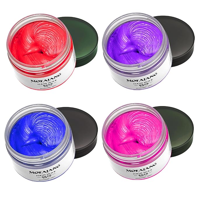 EFLY Temporary Hair Color Chalk For Kids, Hair Wax Color For 4 5 6 7 8 9 Year Old Girl Gifts, Birthday,Party, Cosplay DIY, Children's Day, Halloween, Christmas (4, Red Purple Blue Pink)
