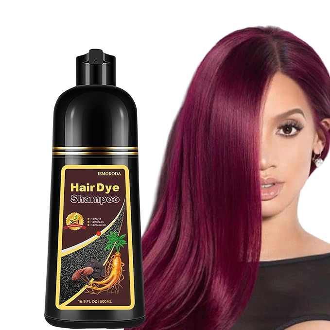 Red Hair Dye Shampoo, Hair Color Shampoo for Women Men, Long Lasting Red Hair Dye, Burgundy Hair Dye, Colors in Minutes, Shampoo Para Pintar el Cabello, Easy to Use, 16.90 Fl Oz
