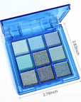 evpct 9 Colors Blue Glitter Eyeshadow Palette, Glitter Dark Light Royal Cobalt Baby Sky Navy Blue Metallic Shimmer Sparkly Eye Shadow Palette Makeup for Older Women Eyes, Highly Pigmented Eyeshadow