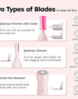 Women's Eyebrow Trimmer & Facial Hair Remover, 2 in 1, Double Rotating Blades, Safe, Painless, Hypoallergenic, Rechargeable, USB Charging