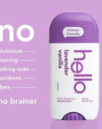 hello Lavender Vanilla Aluminum Free Deodorant for Women and Men with Shea Butter, 24-Hour Freshness, Baking Soda Free Deodorant, Dermatologically Tested, 2.6 oz Stick