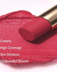 Oulac Pinky Red Creamy Matte Lipstick, Soft Satin Finish Lipsticks for Women with Moisturising Formula, Rich Color, Highly Pigmented Enriched with Rose Oil, Vegan & Cruelty-Free| 3.6g (Y04)