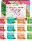 12 Pack Lip Sleeping Mask Set, Overnight Lip Treatment, Nourish and Hydrate Lip Mask With Vitamin C and Coconut Oil, Lip Balm for Dry Lips, Reduce Lip Lines and Improve Lip Color