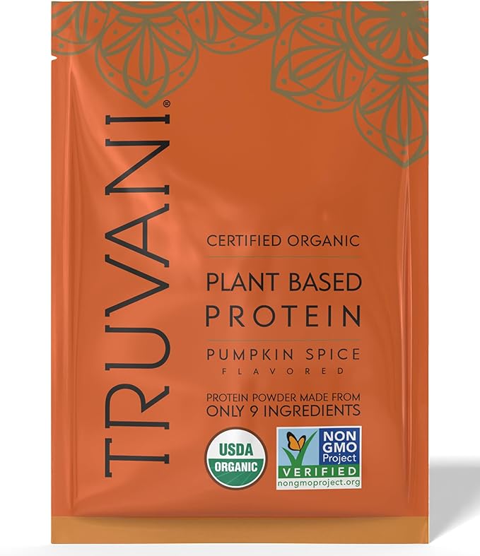 Truvani Vegan Pea Protein Powder | Pumpkin Spice | 20g Organic Plant Based Protein | 1 Serving | Keto | Gluten & Dairy Free | Low Carb | No Added Sugar