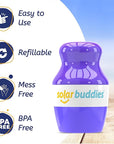 Solar Buddies Sunscreen Applicator - Single Purple - Refillable Roll on Sponge Sunscreen, Suncream & Lotion Applicator For Kids, Adults & Families - Holds 3.4fl oz, Perfect Size for Travel